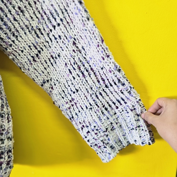 Women’s Cable & Gauge white and purple chunky knit pullover sweater size 3X - Picture 5 of 8